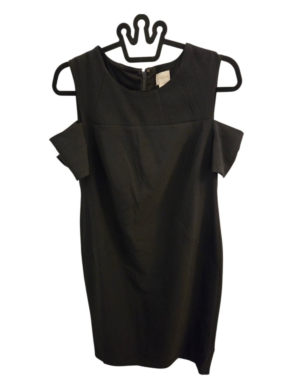 Chico's Midi Black Dress With Cut Out Design Sleeves Sz 0